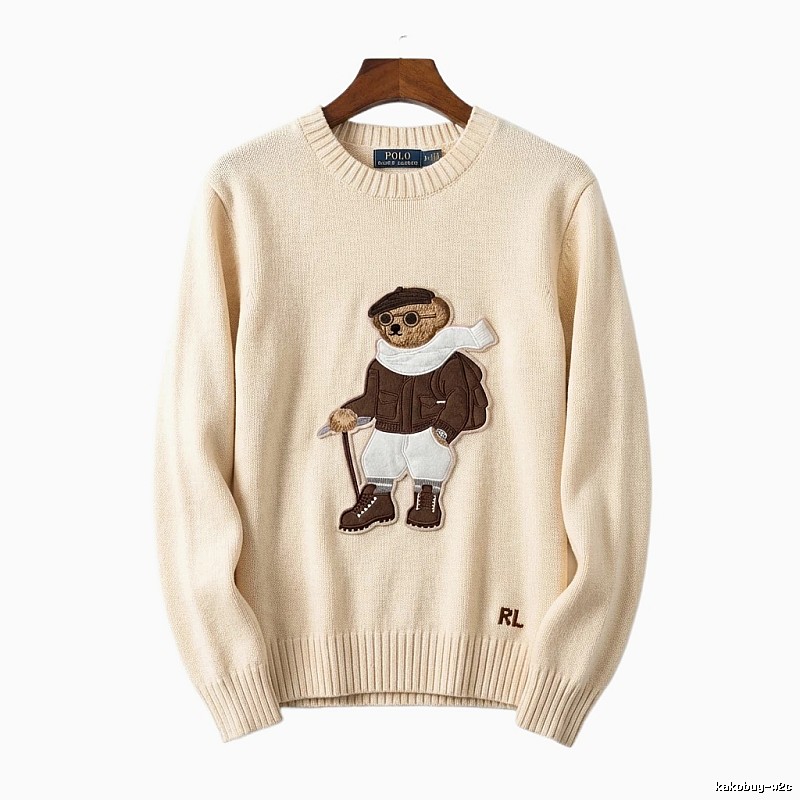 Ralph Lauren Bear Retro Style Beige Sweater
