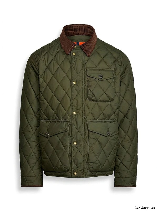 Ralph Lauren diamond-patterned olive green cotton-padded coat