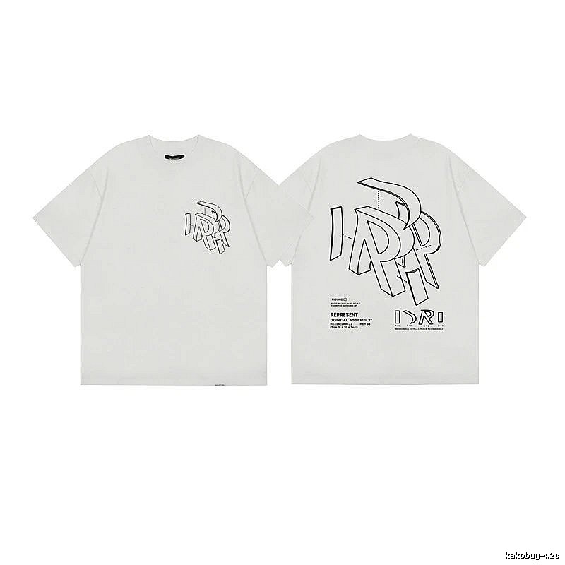 Represent Geometric Print Street-style Off-white T-shirt