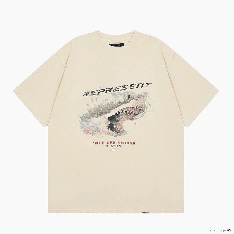Represent Shark Print Vintage Beige T-Shirt