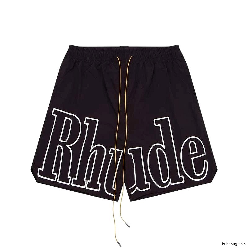 RHUDE letter-style black shorts