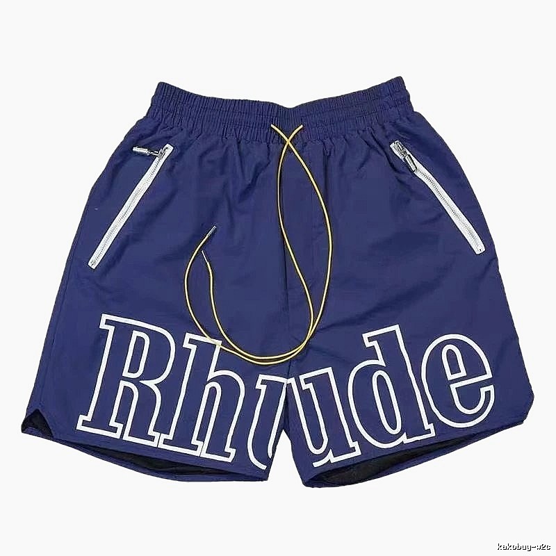 RHUDE letter-style dark blue shorts