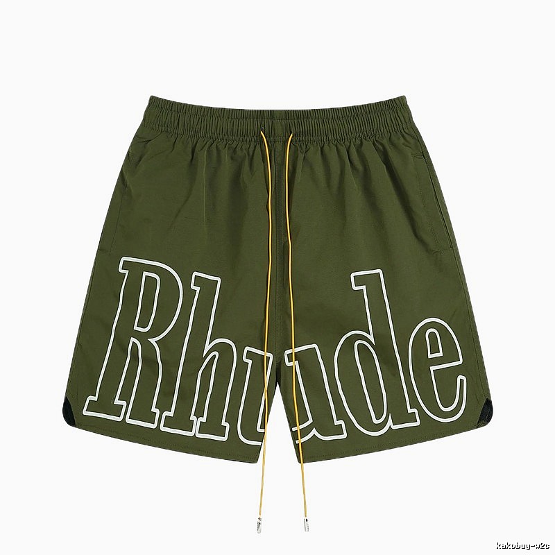 RHUDE letter-style military green shorts
