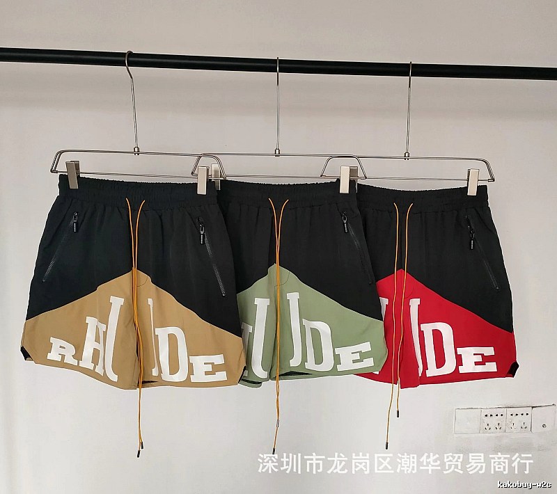RHUDE three-color spliced trendy brand shorts