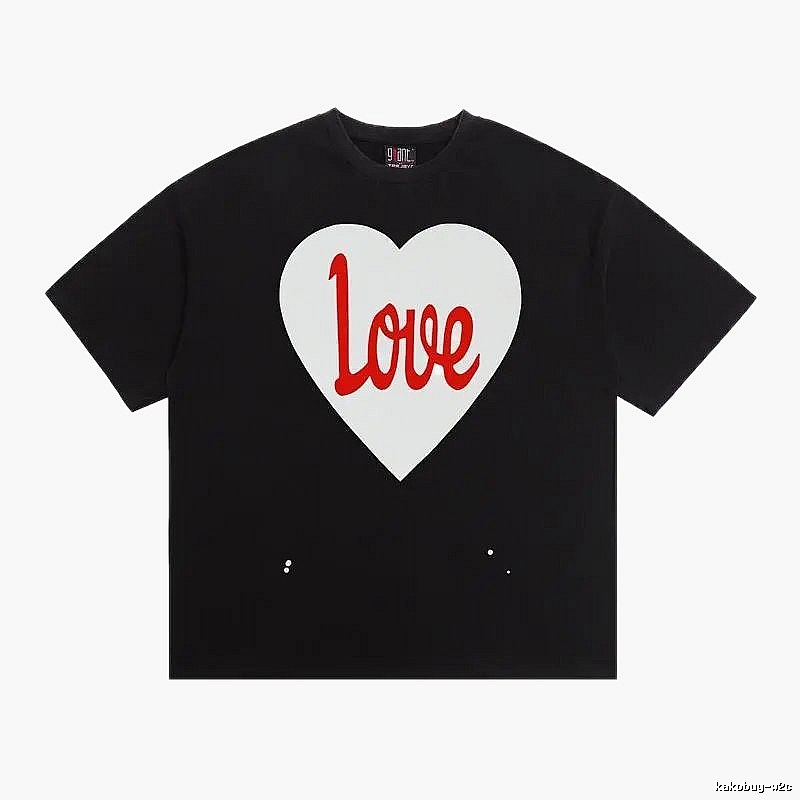 SAINT Heart Print Street Style Black T-Shirt