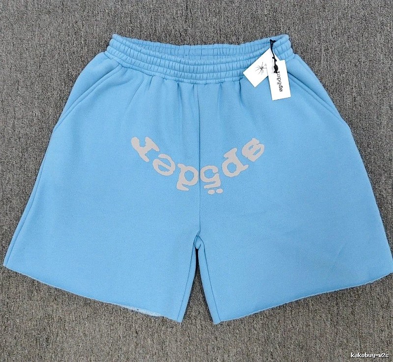 Sp5der Foam Print Street Style Light Blue Shorts