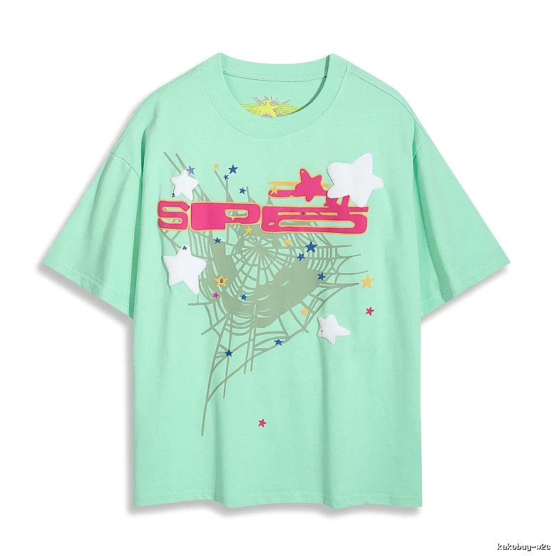 Sp5der star - printed light green T - shirt
