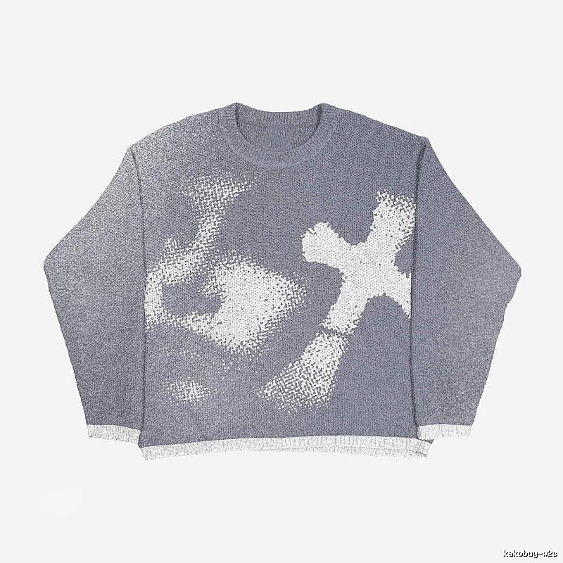 Statement Anime graphic sweater Black Knit Top for Outdoor Plans