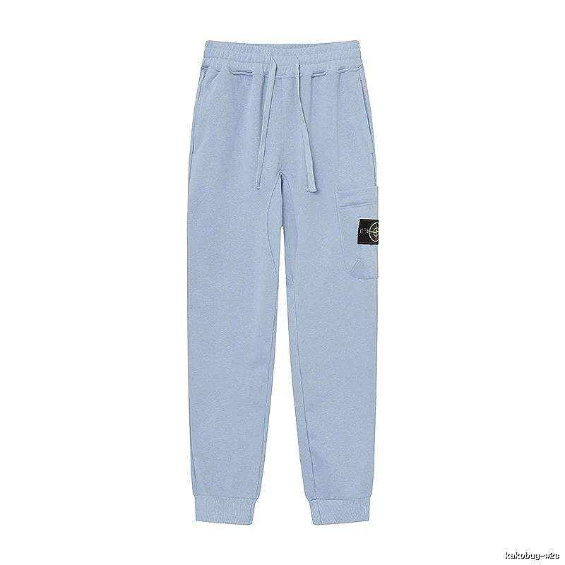 Stone Island Compass Badge Street Style Light Blue Cuffed Jogger Sweatpants
