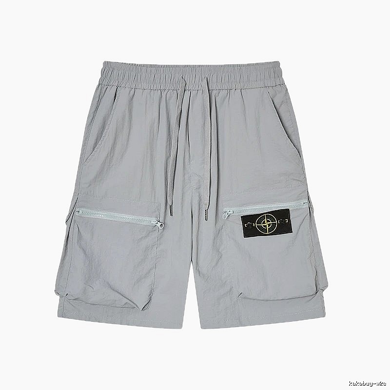 Stone Island Compass Badge Workwear Style Light Grey Shorts