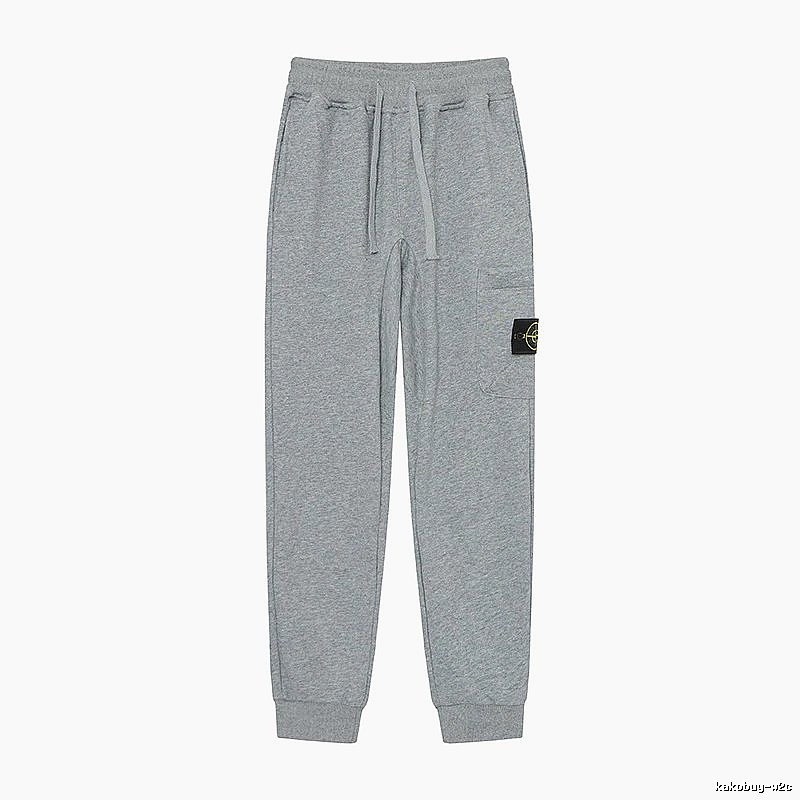 Stone Island Compass Logo Casual Light Grey Cuffed Sweatpants