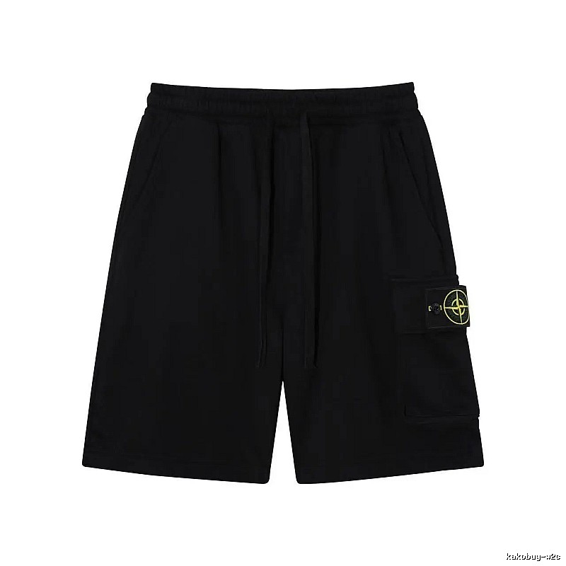 Stone Island Compass Logo Workwear Style Black Shorts