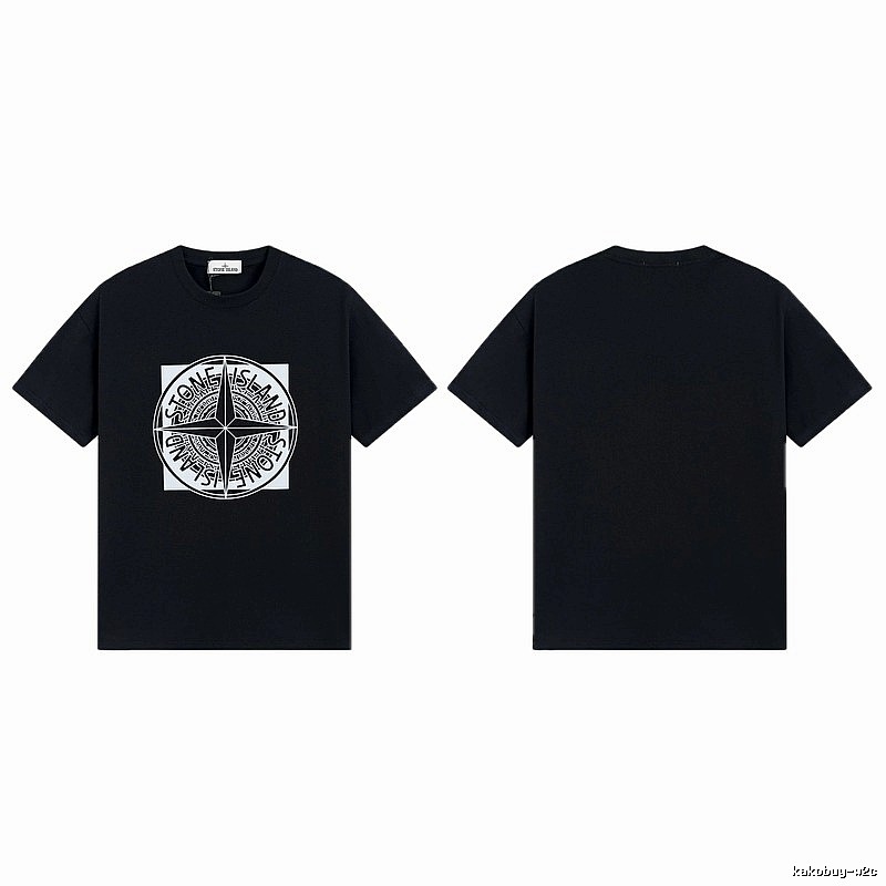 Stone Island Compass Print Street Style Black T-Shirt