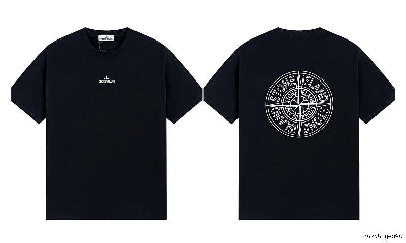 Stone Island Compass Print Trendy Cool Black T-Shirt