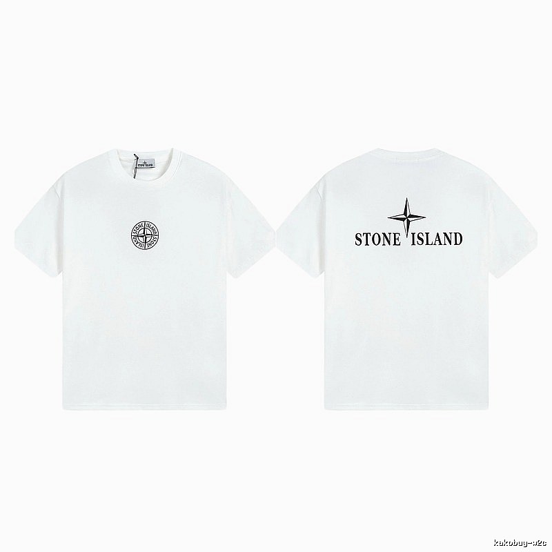 Stone Island Printed Street Style White Short Sleeve T-shirt