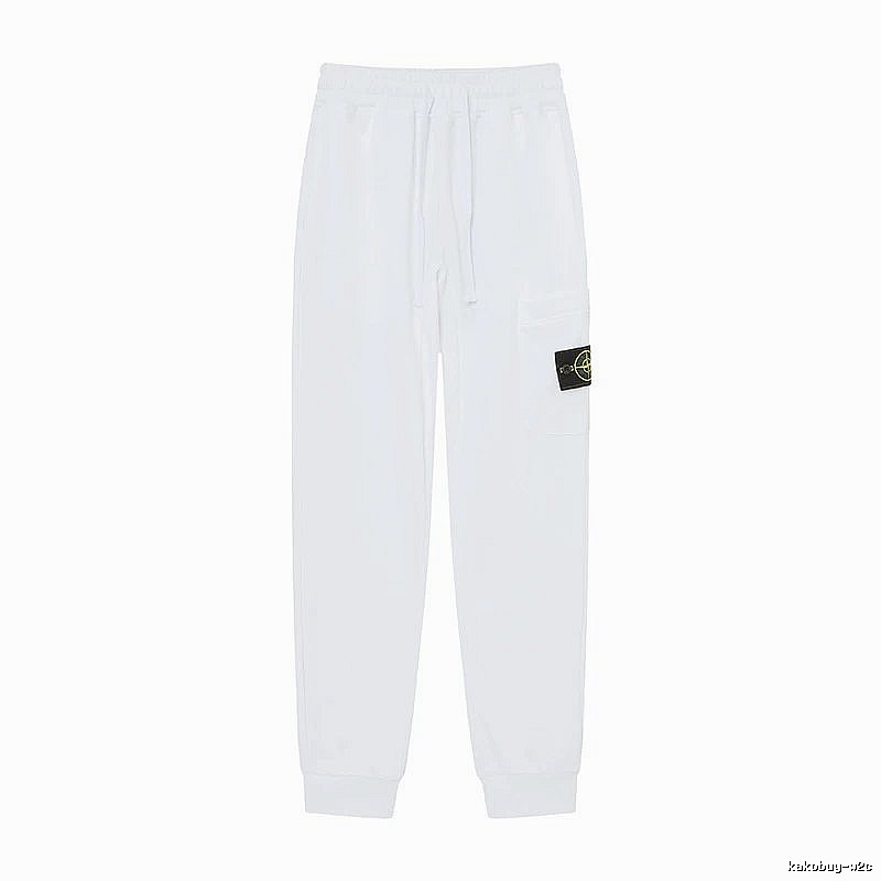 StoneIsland Badge Workwear Style White Sweatpants