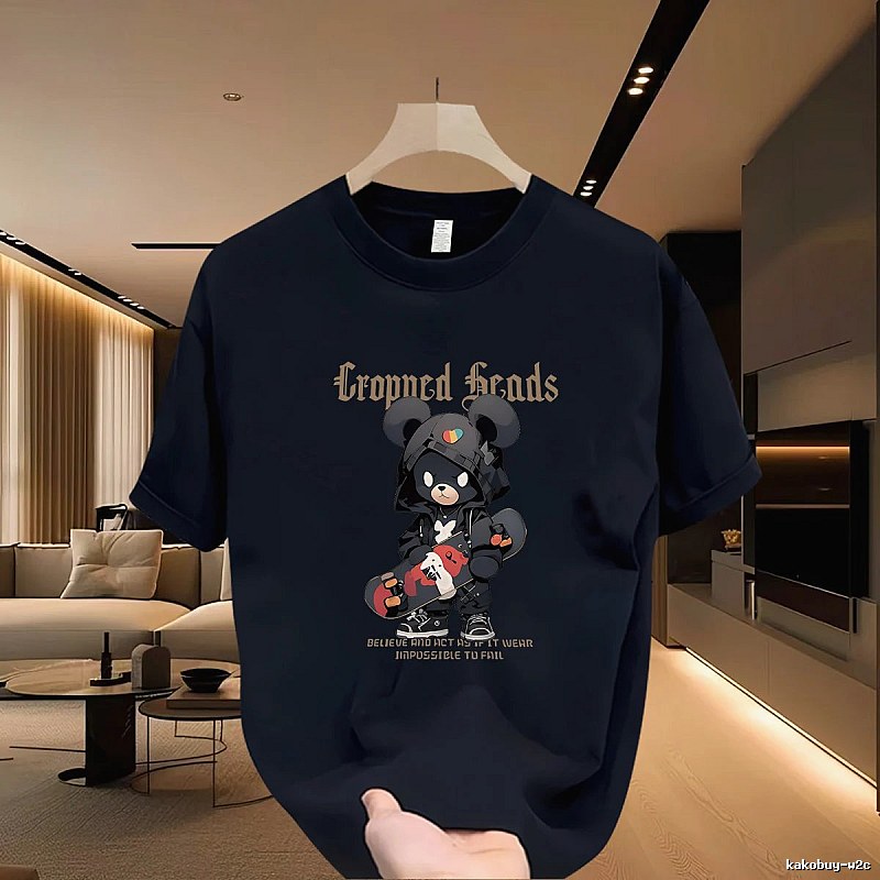 Streetwear Brand Bearbrick Skateboarding Street Style Navy Blue T-Shirt