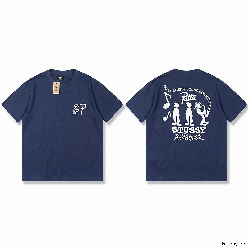 Stussy Co-branded Hip-hop Style Navy Blue T-shirt