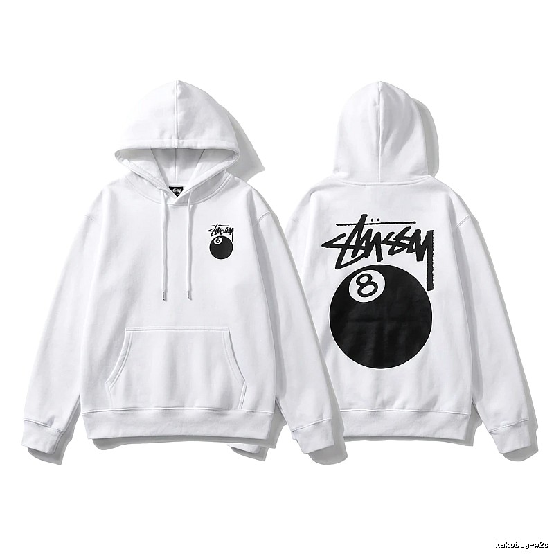 Stussy Eight Ball Series White Streetwear Hoodie