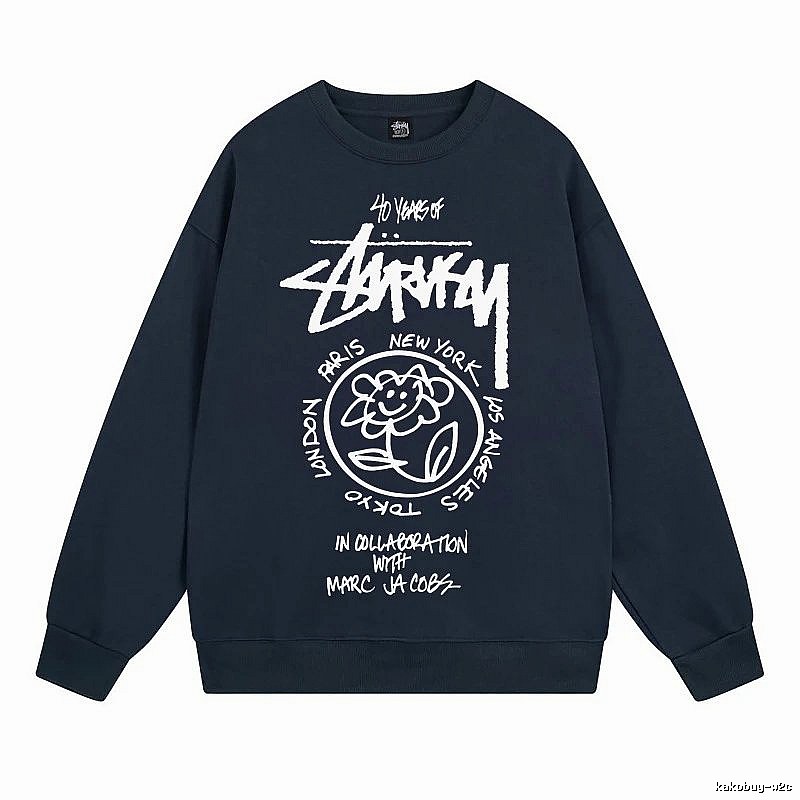 Stussy Navy Style 539 Graphic SweatShirt Poolside Style