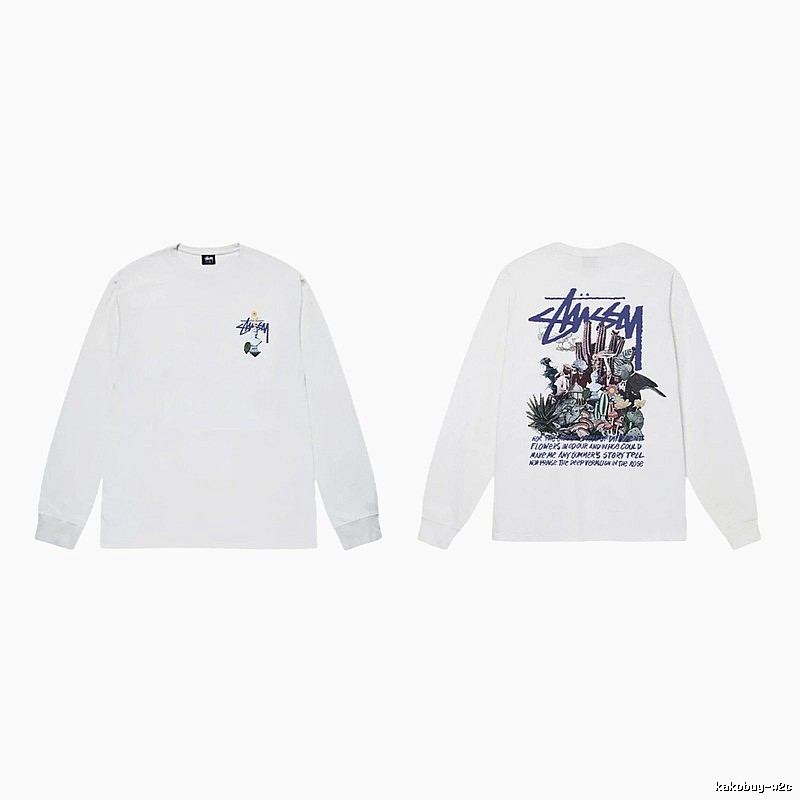 Stussy printed trendy white long-sleeve