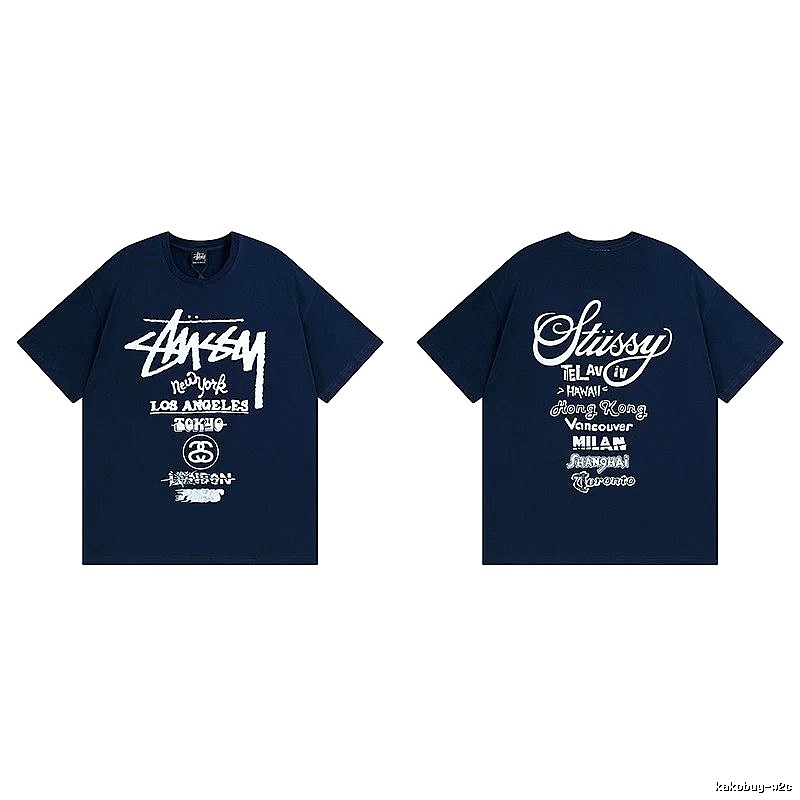 Stussy Simple Logo Finish Spider Graphic T-Shirt Minimal Look