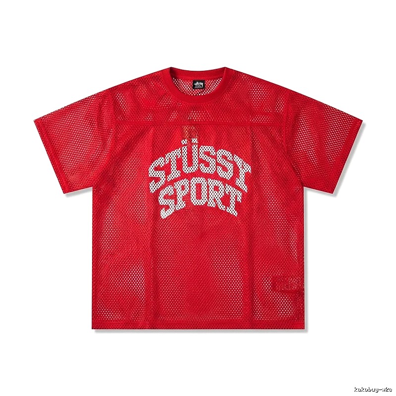 Stussy Sport series red trendy short-sleeved shirt.