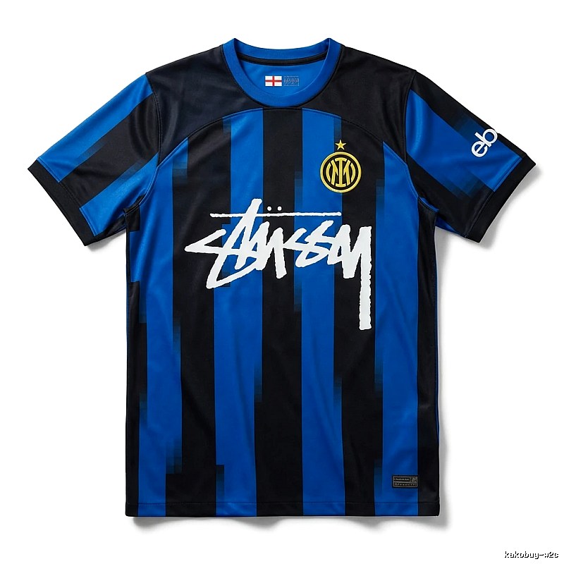 Stussy striped sporty blue and black T-shirt