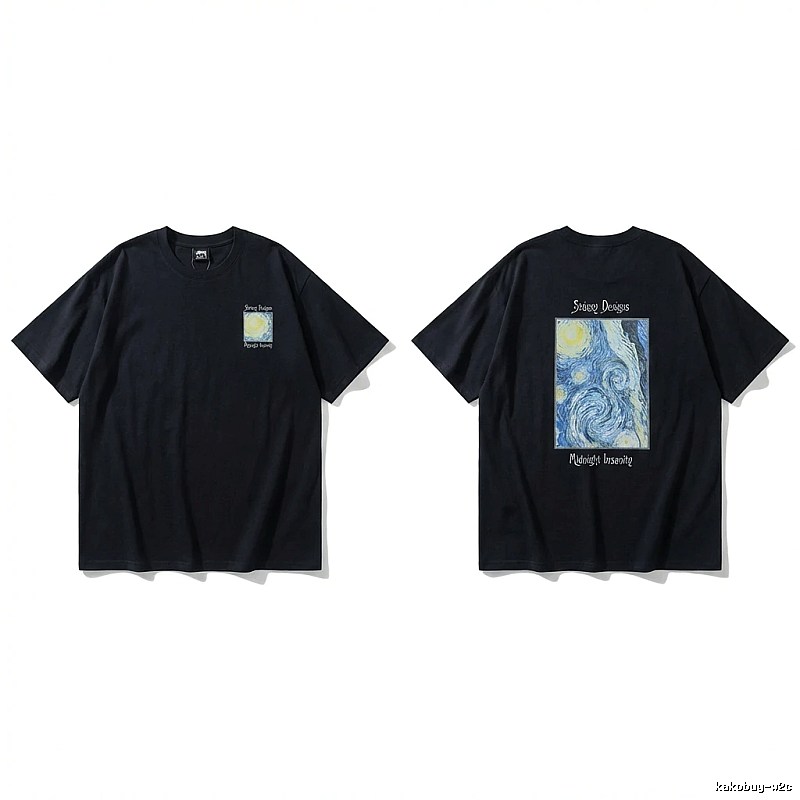 Stussy Van Gogh series dark style T-shirt