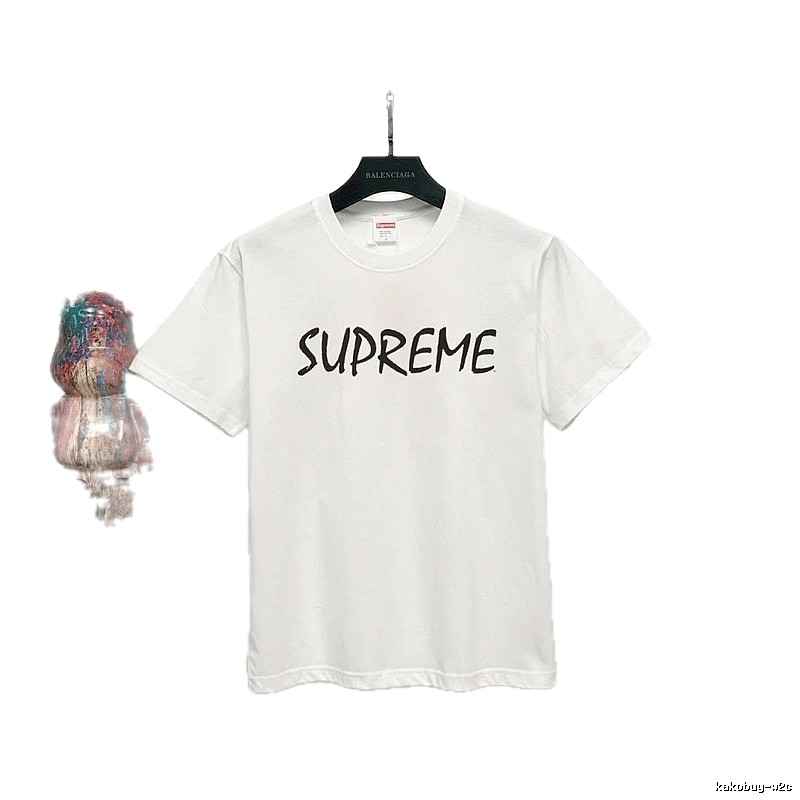 Supreme Hand-drawn Print Street Style White T-Shirt