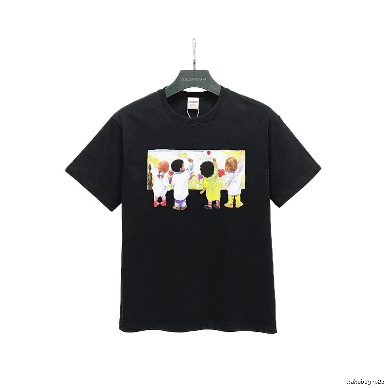 Supreme Kids Print Street Style Black T-Shirt