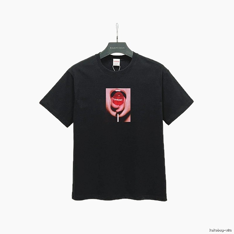 Supreme Lollipop Print Street Style Black T-Shirt
