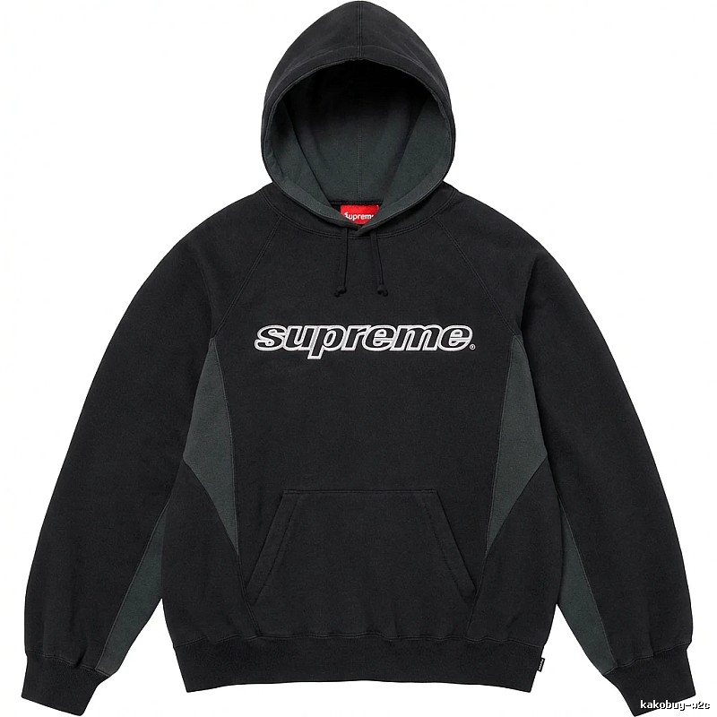 Supreme patchwork-style black hoodie