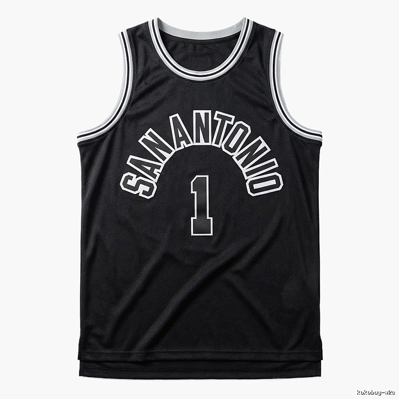 The black jersey of the San Antonio Spurs' Wembanyama style.