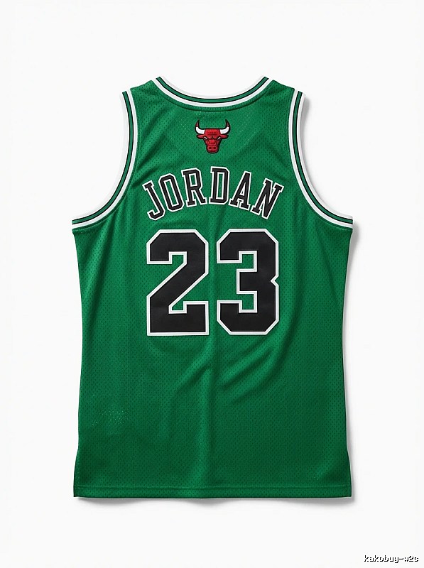 The green jersey with the number 23 of Michael Jordan
