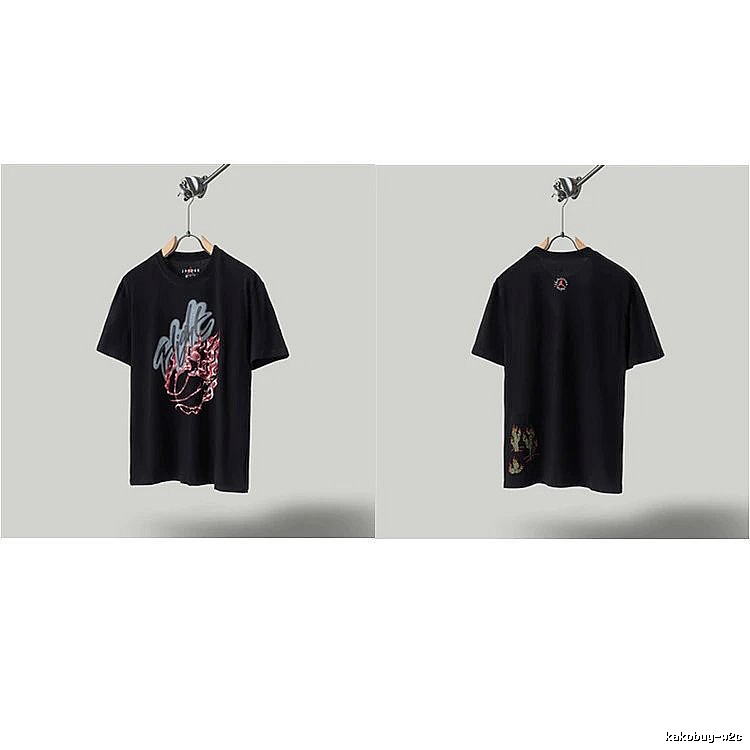 Travis Scott x Air Jordan Graffiti-style Black Short-sleeve T-shirt