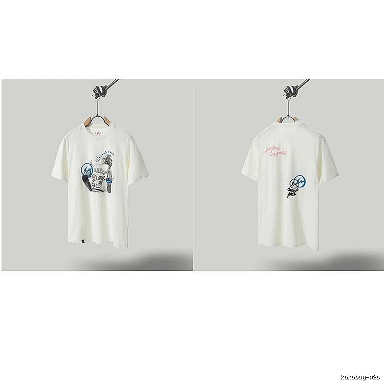 Travis Scott x Jordan Co-branded Graffiti-style Off-white T-shirt
