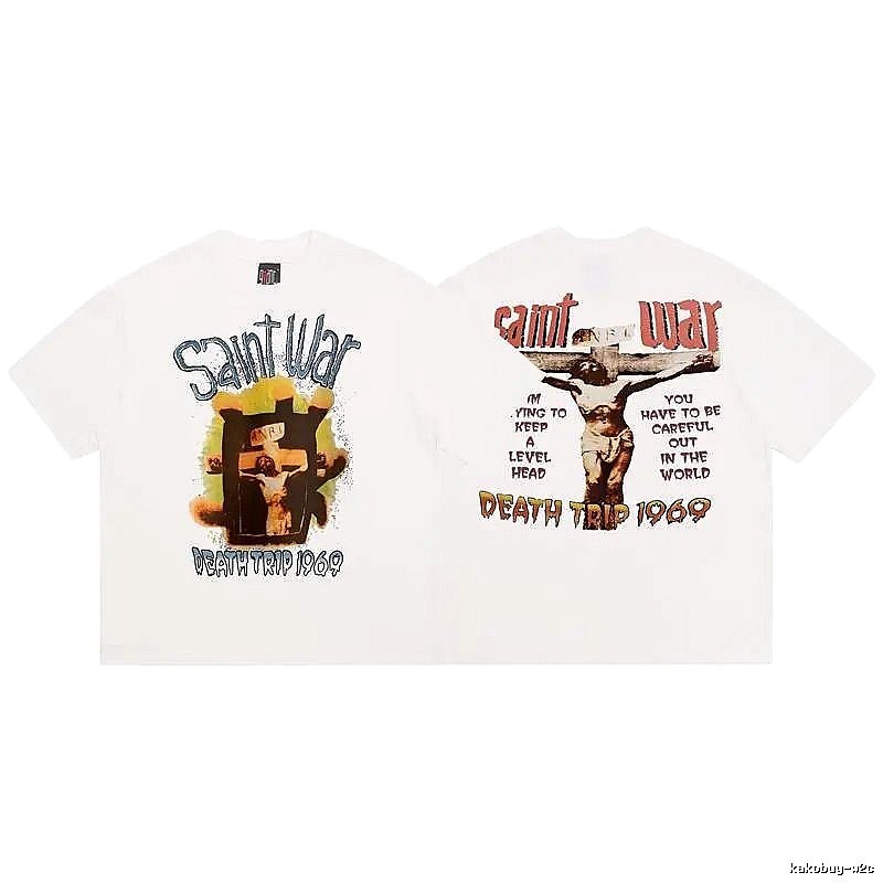 Vintage SAINT Jesus Printed White T-Shirt