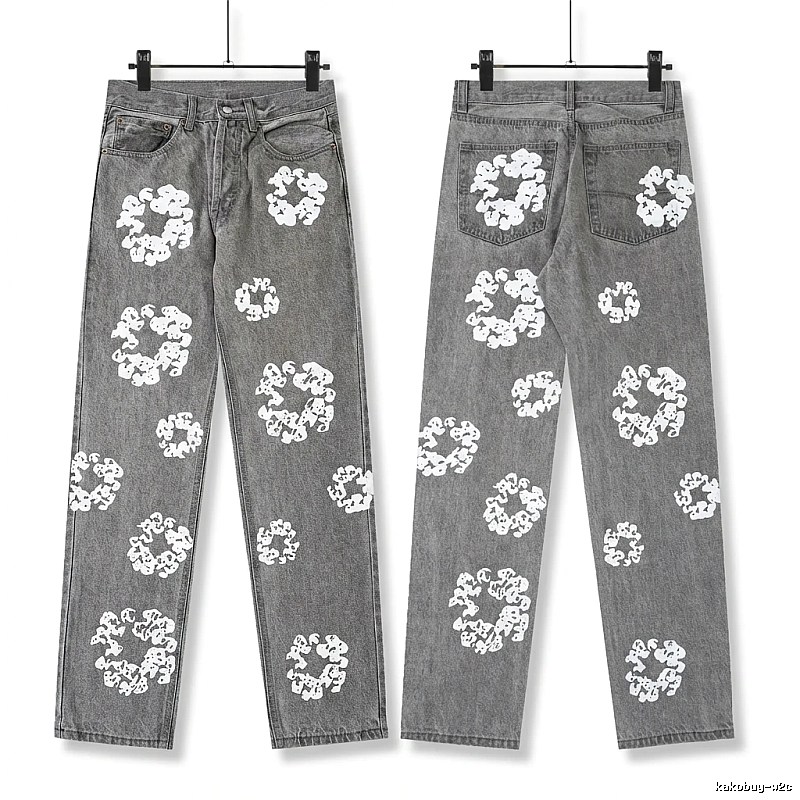 Vintage Style Gray Pants with DENIM TEARS Print