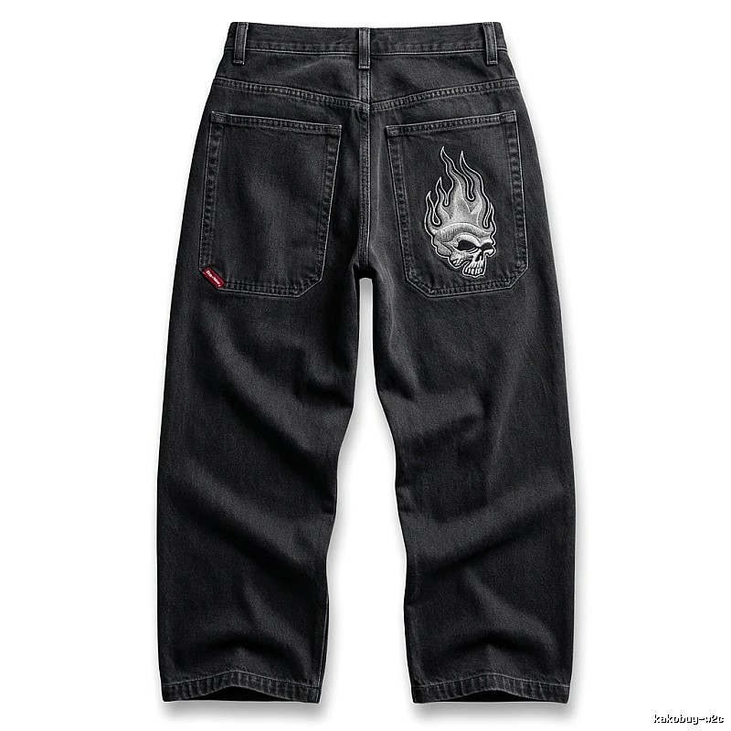 Y2K Fear of God Flame Black Denim Shorts